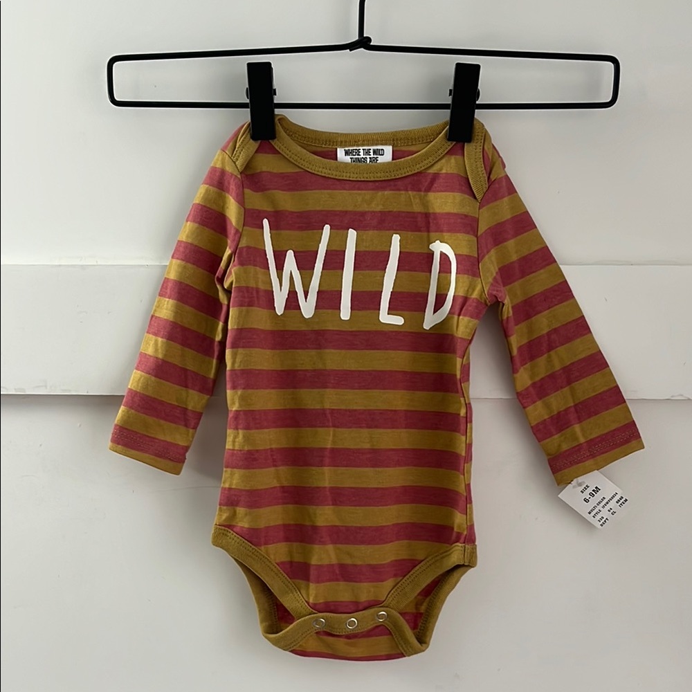 WHERE THE WILD THINGS ARE | NWT Wild Striped Kids Onesie Red and Yellow sz 6-9mo